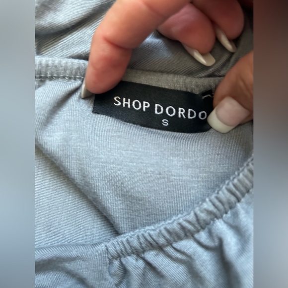 Shop Dordor blue/gray wide leg jumpsuit with halter tie top size small - Picture 2 of 11